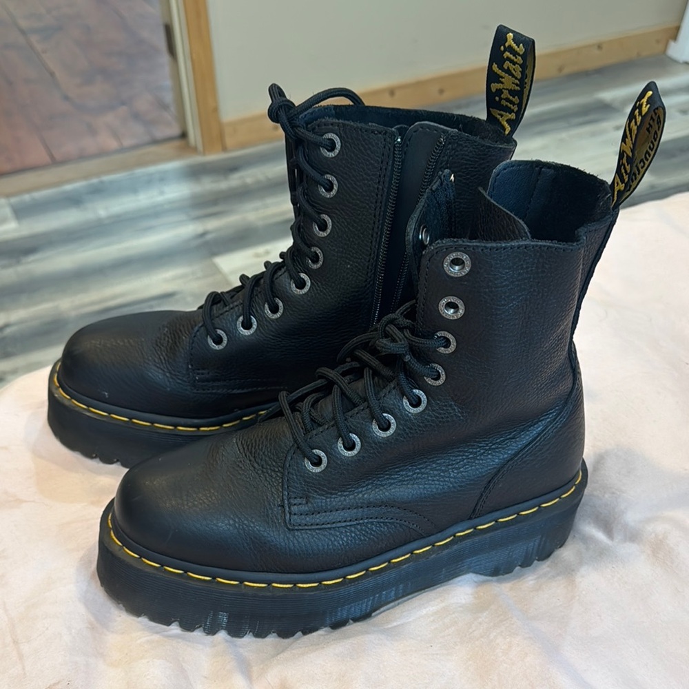 Dr. Martens Black Leather Platform Jadon Boots